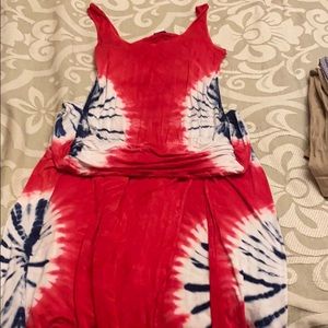 Red white and blue maxi dress